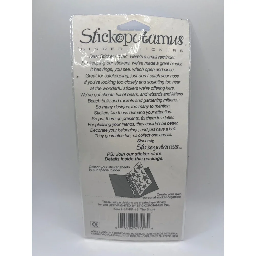 Stickopotamus Sticker Binder Sheet Sealed Beach Summer Scrapbooking‎ Crafts NOS